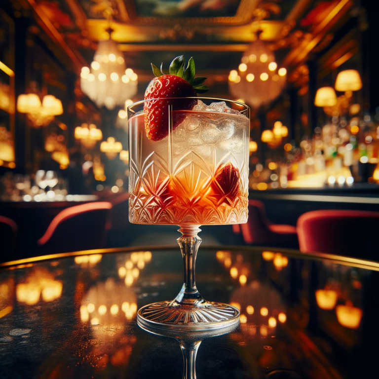 Strawberry Symphony, Complex cocktail with fresh strawberries and unique blend of spirits