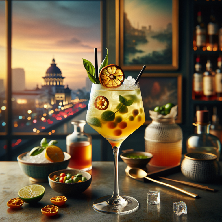 Saigon Sunset, Vietnamese-inspired cocktail with aromatic flavors and modern twist