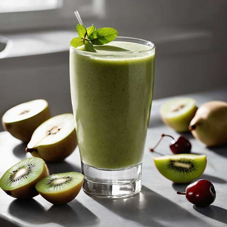 Exotic Kiwi, Cherry, and Pear Smoothie : Cocktail recipe Exotic Kiwi, Cherry, and Pear Smoothie