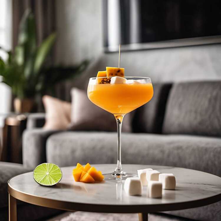 Mango, Passion Fruit, and Marshmallow Alcohol-Free Cocktail : Cocktail recipe Mango, Passion Fruit, and Marshmallow Alcohol-Free Cocktail
